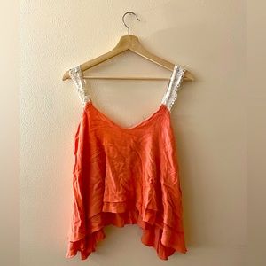 lace strap coral tank